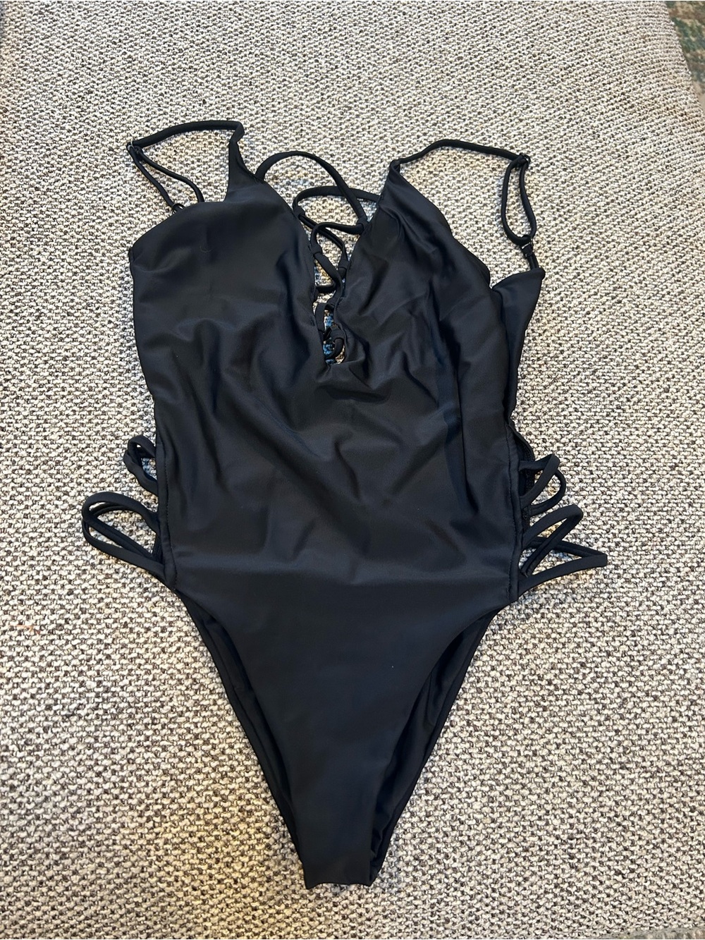 Black Strappy One-Piece Swimsuit - Women Swim